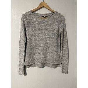 LOFT Women's Sweater Heathered Gray Marled Knit‎ Size Small 100% Cotton EUC
